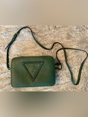 GUESS Green Embossed Crossbody Purse